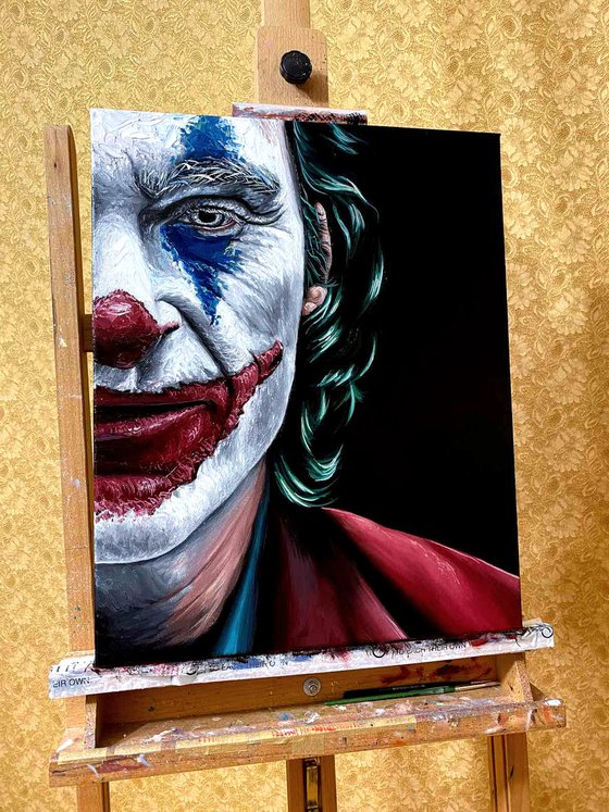 Joker (Joaquin Phoenix) portrait, 50 x 40 cm, Ready to Hang/ actor / photorealism / hyperrealism / famous / male portrait / man / joker / famous