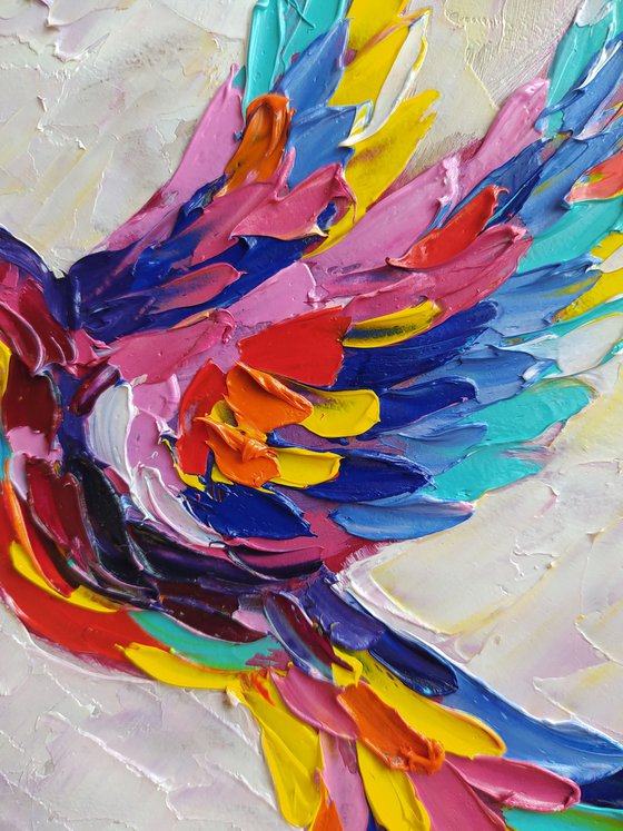 In pink dreams - birds, hummingbirds oil painting, love oil painting, birds oil painting, hummingbirds, love, animals oil painting, art bird, impressionism, palette knife, gift idea.