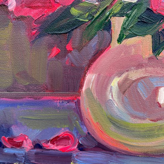Pink Peony — Original Oil Painting