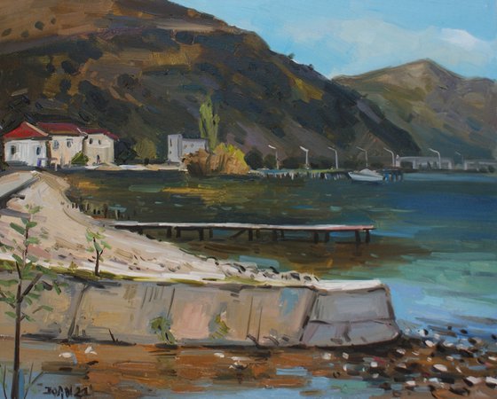 City beach in a spring day