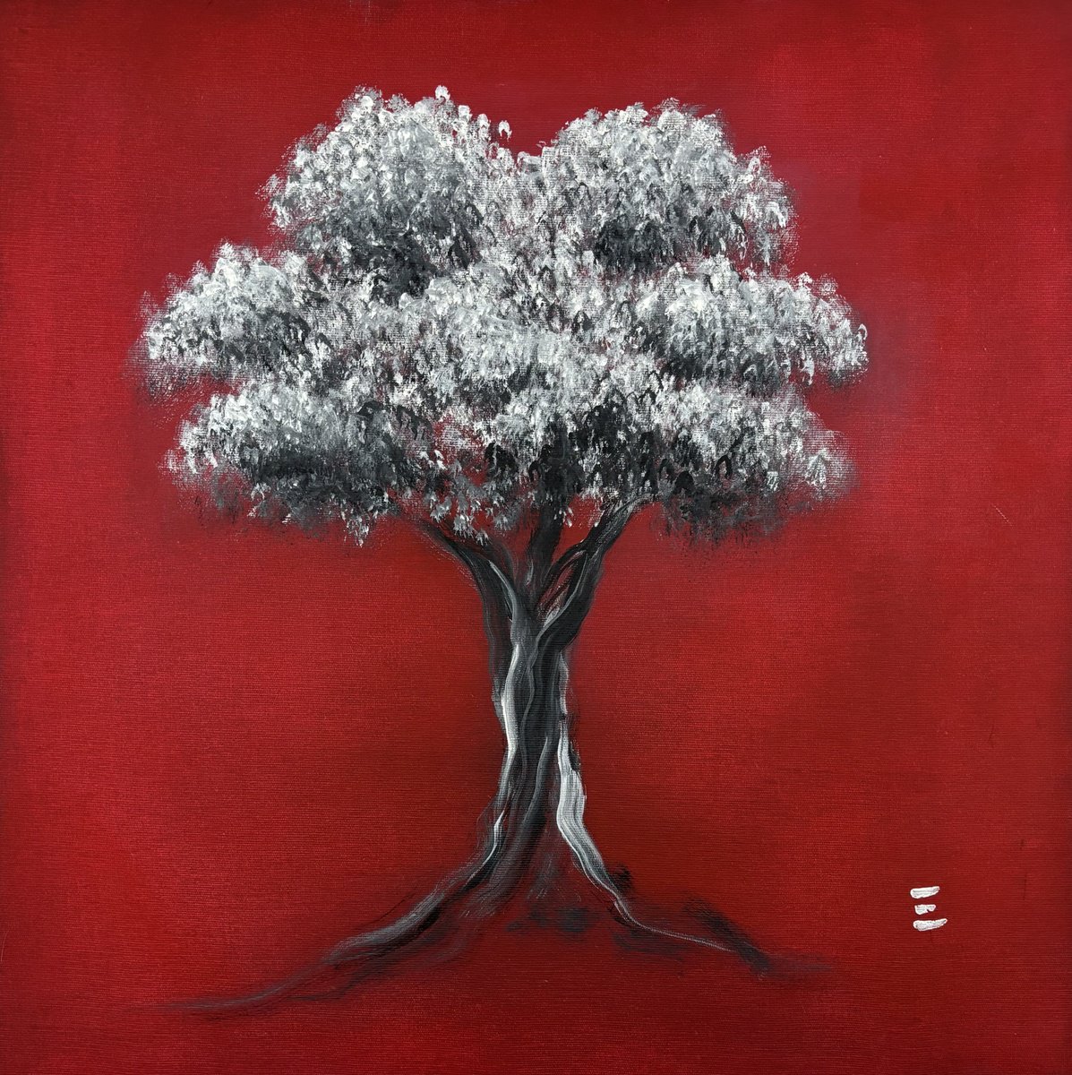 Impressionistic Botanical Acrylic Painting By Eliana Engler, 20 X 20, Carvalho Holandi?s, Original Artwork