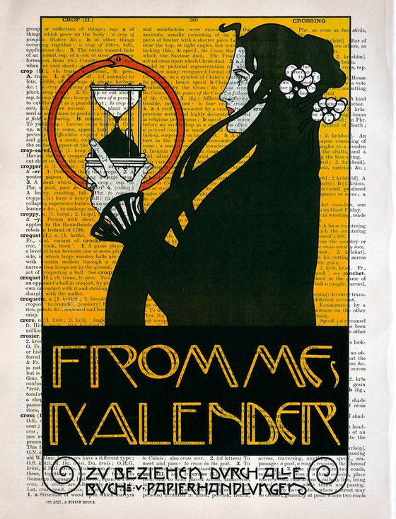 Fromme's Calendar Poster 2 - Collage Art Print on Large Real English Dictionary Vintage Book Page