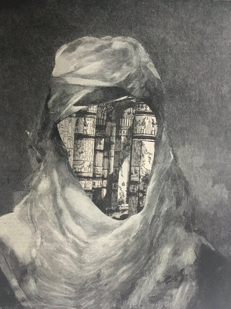 Surrealistic Portrait Collage By Tudor Evans, 6 X 9", Egypt, Original Artwork