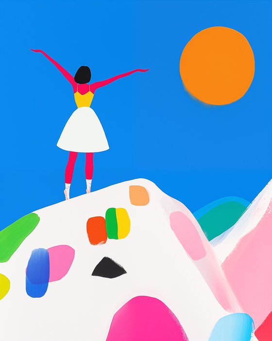 Woman Joyful Mountain Top