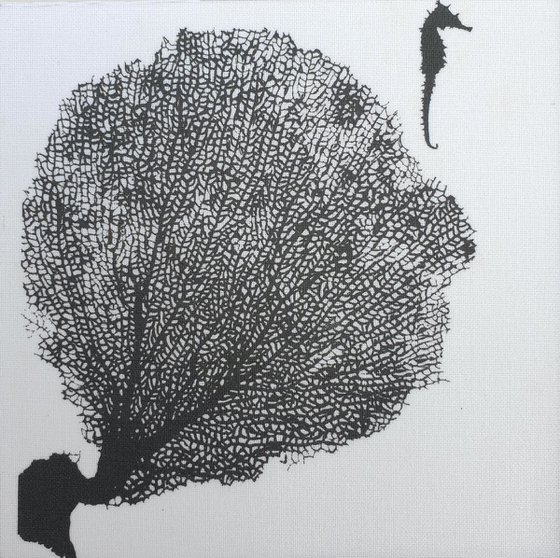 Sea Horse & Fern framed
