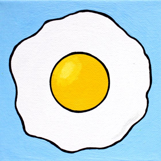 Fried Egg Pop Art Painting On Miniature Canvas