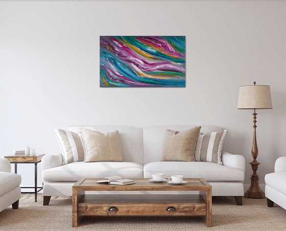 "Gioco del vento II" inspired by the sky, 100x60 cm