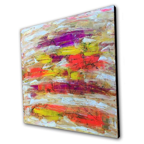 "Hot For Teacher" - FREE USA SHIPPING - Original PMS Abstract Acrylic Painting On Canvas - 30" x 30"