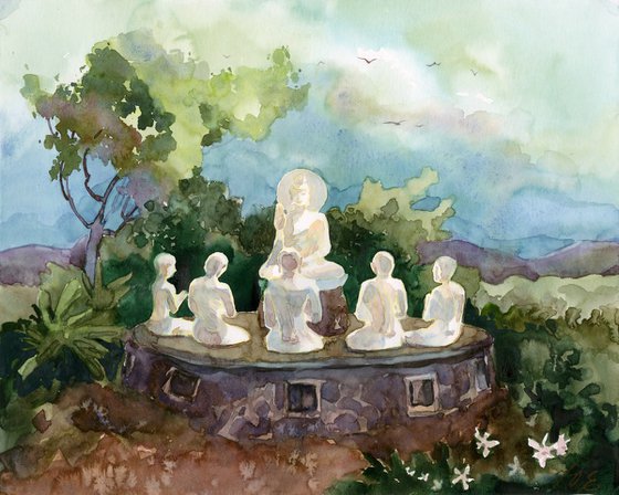 Statue of Buddha and disciples