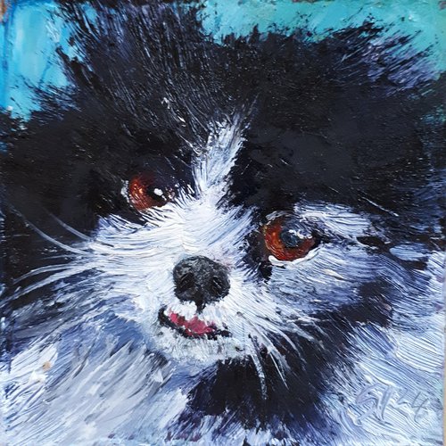 Dog 06.24 /4x4"  / FROM MY A SERIES OF MINI WORKS DOGS/ ORIGINAL PAINTING by Salana Art Gallery