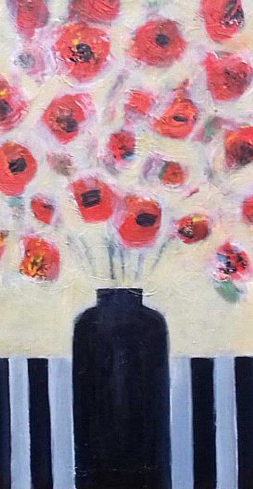 Poppies in a Black Vase by Jan Rippingham