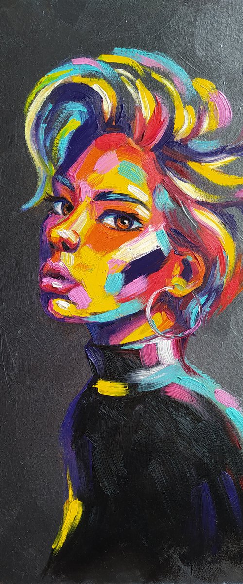 Passionate look -  portrait, oil painting, woman, face oil painting, oil painting people, woman portrait, woman, woman face, face oil painting by Anastasia Kozorez