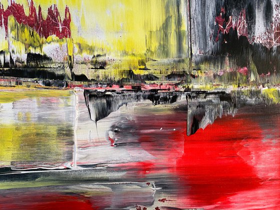 "Bridging The Gap" - Save As A Series - Original PMS Large Abstract Triptych Acrylic Paintings On Hand Stretched and Gallery Wrap Canvas - 86" x 36"