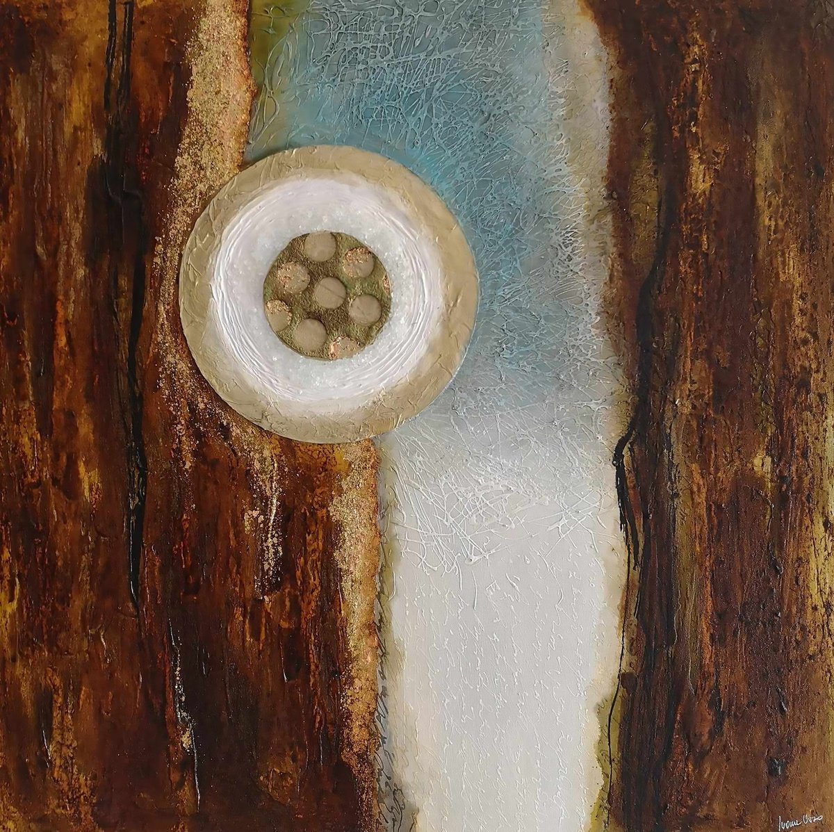 Abstract Painting By Ivana Urso, 31 X 31, Earth And Cosmos, Original Artwork