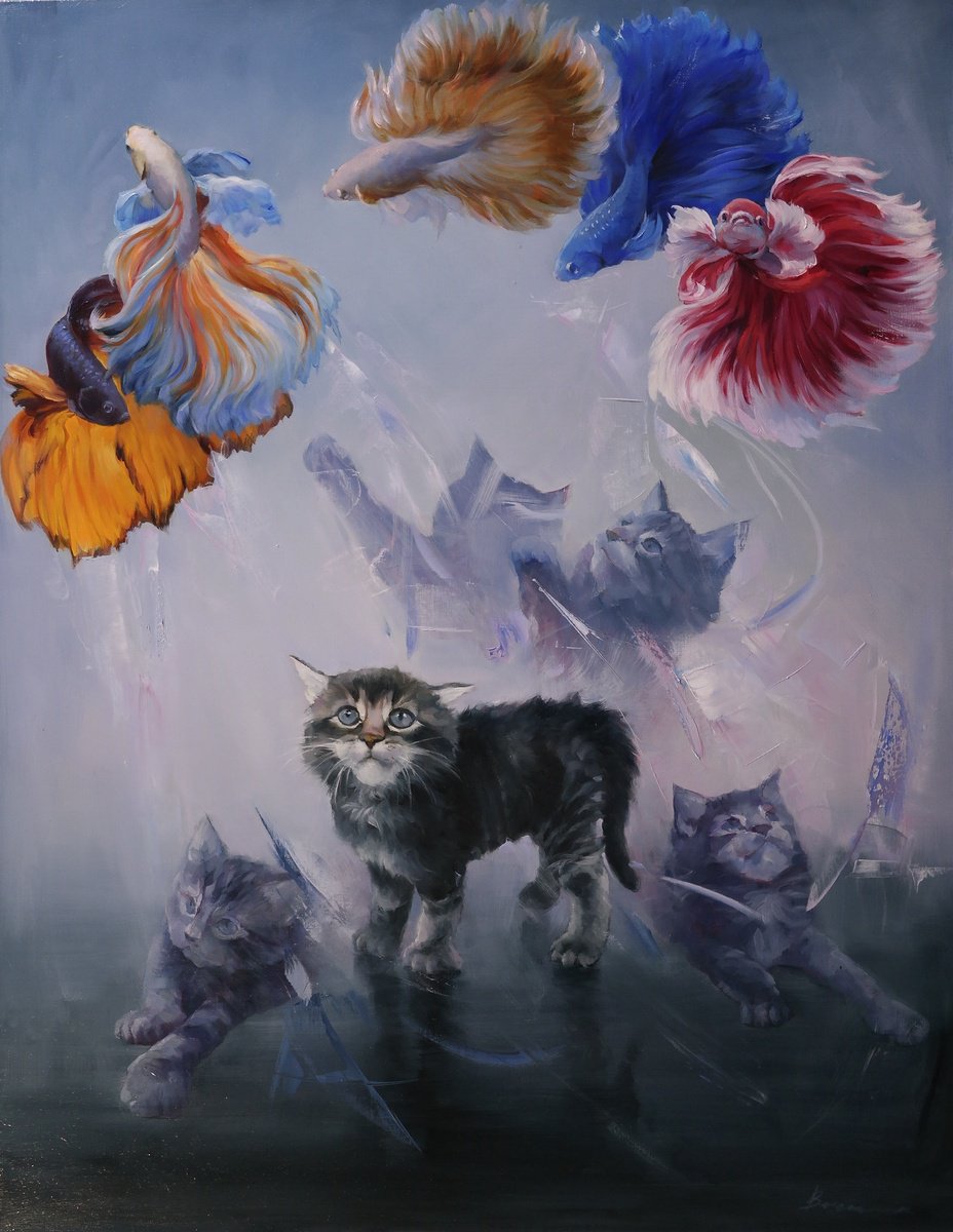 Surrealistic Oil Painting , Between Worlds By Gennady Vylusk, 28 X 35, Artwork For Sale On Artfinder