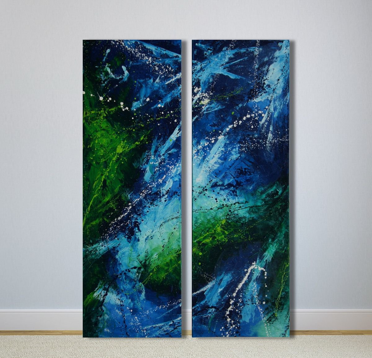 Mountain Stream Fairy (Diptych: 2x 120x40cm) XXL (2x 48x16 inches) oil by Ansgar Dressler