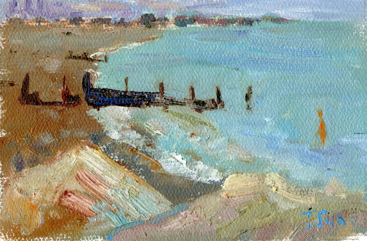 Hove Beach In The Morning By Tanya Sun, 8 X 6, Artwork For Sale On Artfinder