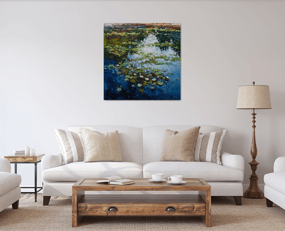 White Water Lilies - Impasto Original Oil painting