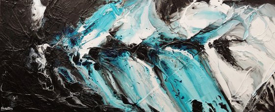 Turquoise Rapture 240cm x 100cm Textured Abstract Art