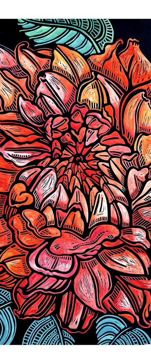 Coral Dahlia by Laurel Macdonald