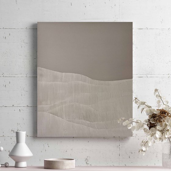 "Rye 2" High textured abstract beige art