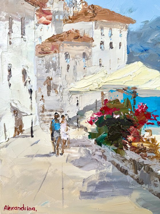 Cafe. Mediterranean Sea.