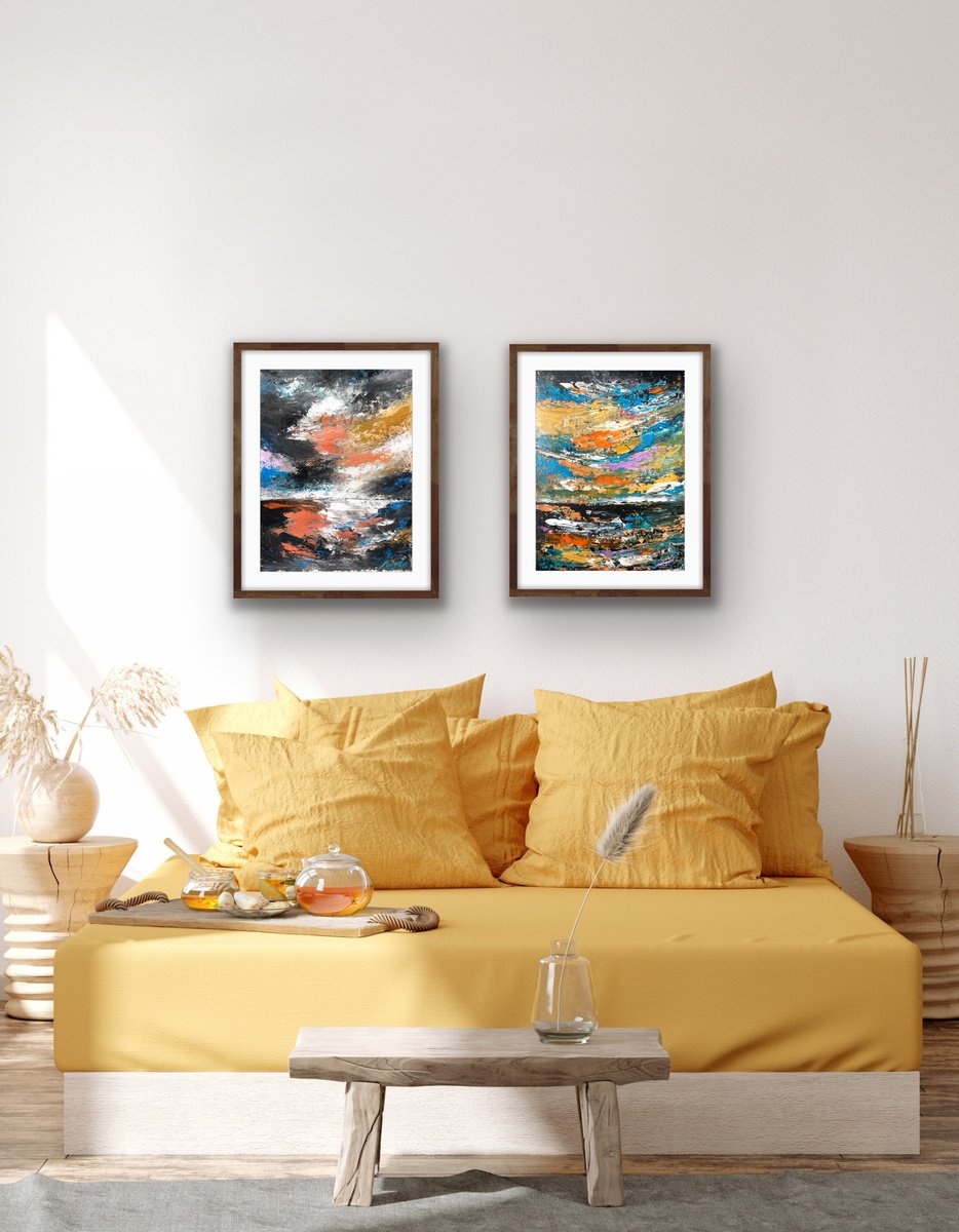Walking In The Winters - Diptych By Pooja Verma, 23 X 16, Artwork For Sale On Artfinder