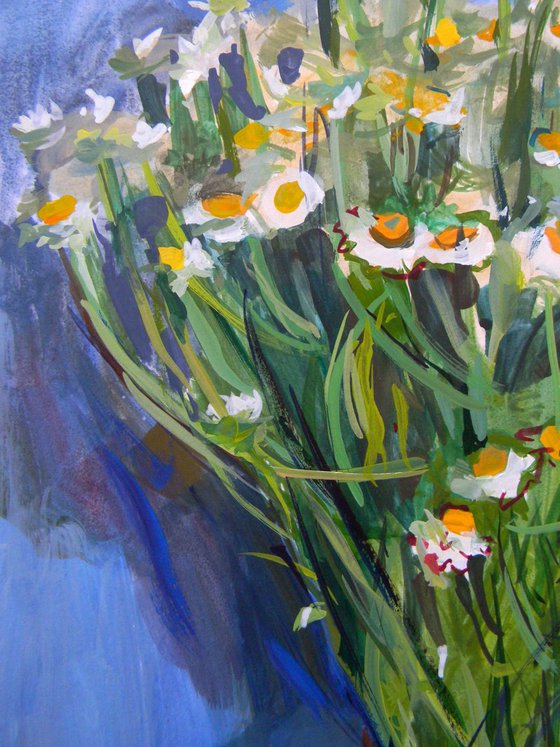 Bouquet on blue
