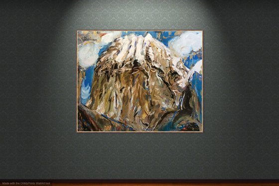 MOUNTAIN LANDSCAPE. SHALBUZDAG MOUNT - landscape art, mountainscape, mountain, sky air blue  98x124