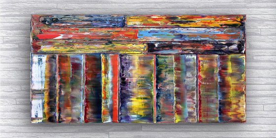 "All Structures Are Unstable" - Original Highly Textured PMS Abstract Oil Painting On Canvas - 36" x 18"