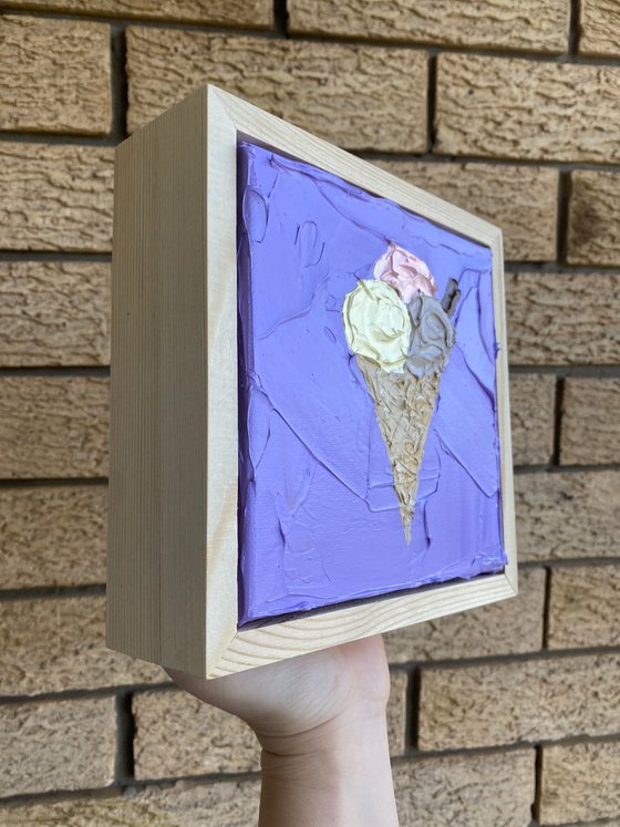 Ice cream on violet (framed)