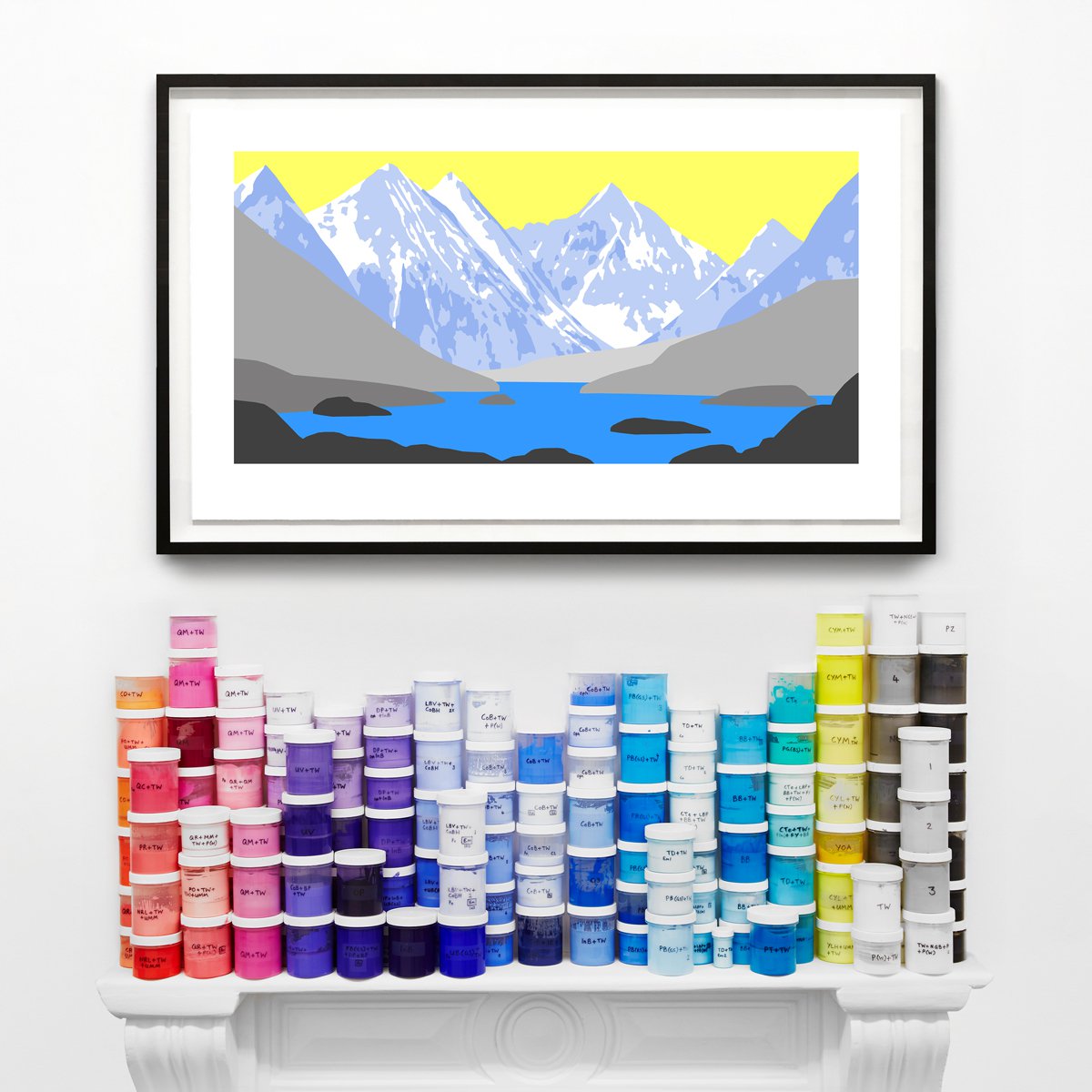 Graphic Landscape Print By David Wightman, 40 X 23, Ariel Ii, Original Artwork