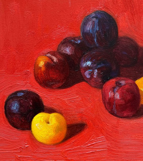 Still life with plums