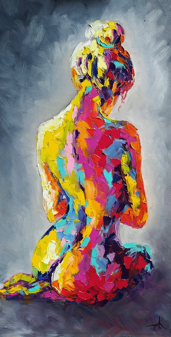 Relax - nude, erotic, body, woman,nude body, woman body, oil painting, a gift for him, gift for man, nu