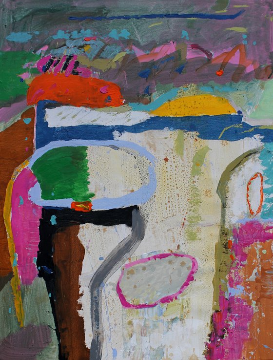 Composition with a yellow semicircle