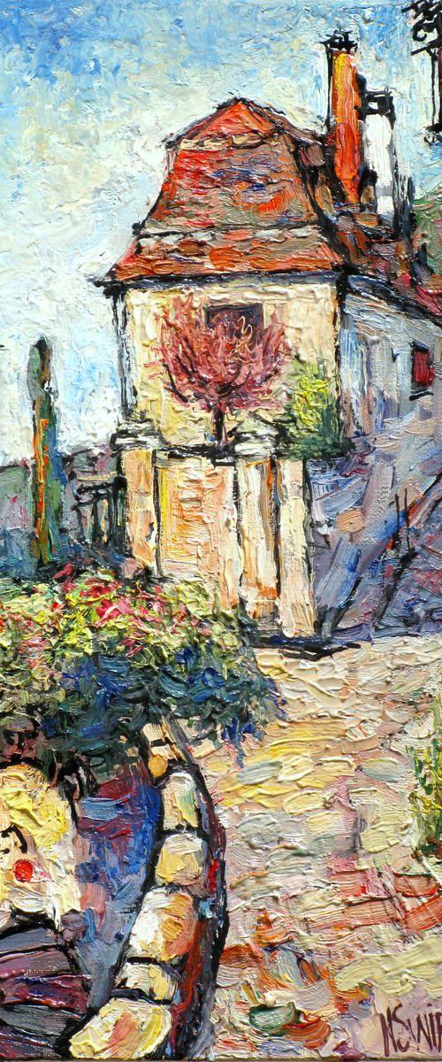The winding street in Beynac. by Nikifor Swiristuhin