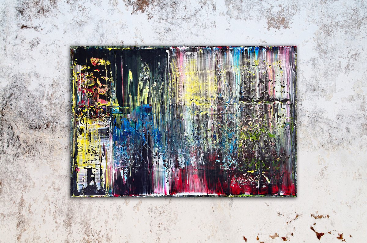 Expressive Abstract Acrylic Painting By Preston M. Smith (Pms), 36 X 24", "Shadows And Fog", Original Artwork