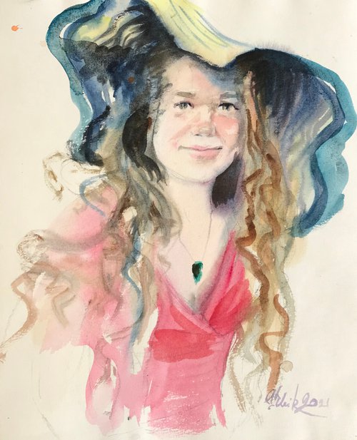 Portrait of a young woman by Irina Bibik-Chkolian