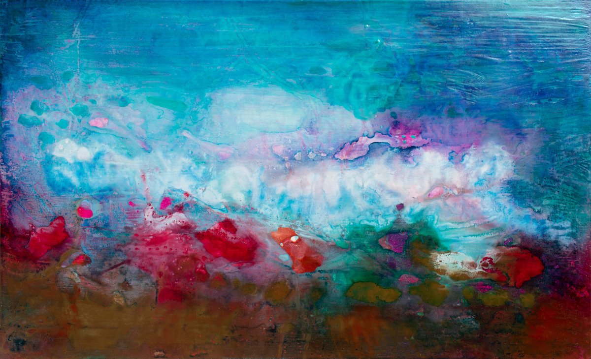 Organic Landscape Acrylic Painting By Milena Nicosia, 50 X 35", Marea, Il Sussurro Del Mare, Original Artwork