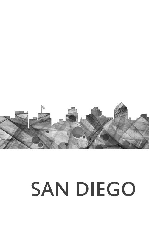 San Diego California Skyline WB BW by Marlene Watson