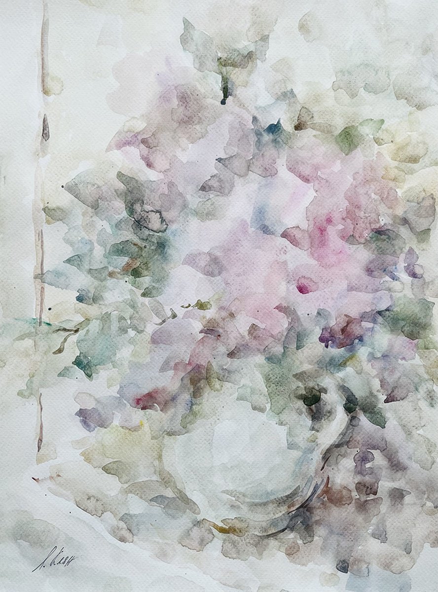 Impressionistic Still Life Watercolour By Elena Klyan, 12 X 16, Hydrangea 4 2023, Original Artwork