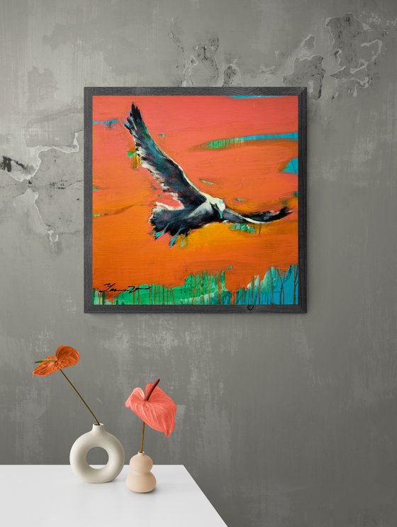 Bright painting - "Seagull on sunset" - Pop Art - Bird - Sea - Ocean - Seagull - Sunset