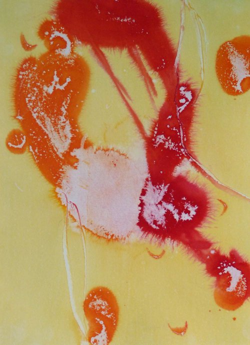 Red and Yellow Abstract, 29x41 cm by Frederic Belaubre