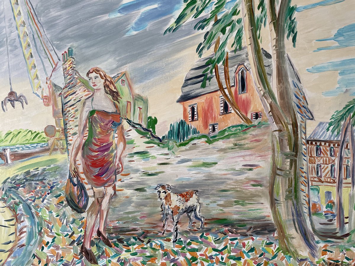 Expressive Portrait Oil Painting By Frank Creber, 30 X 23, Companions, Original Artwork