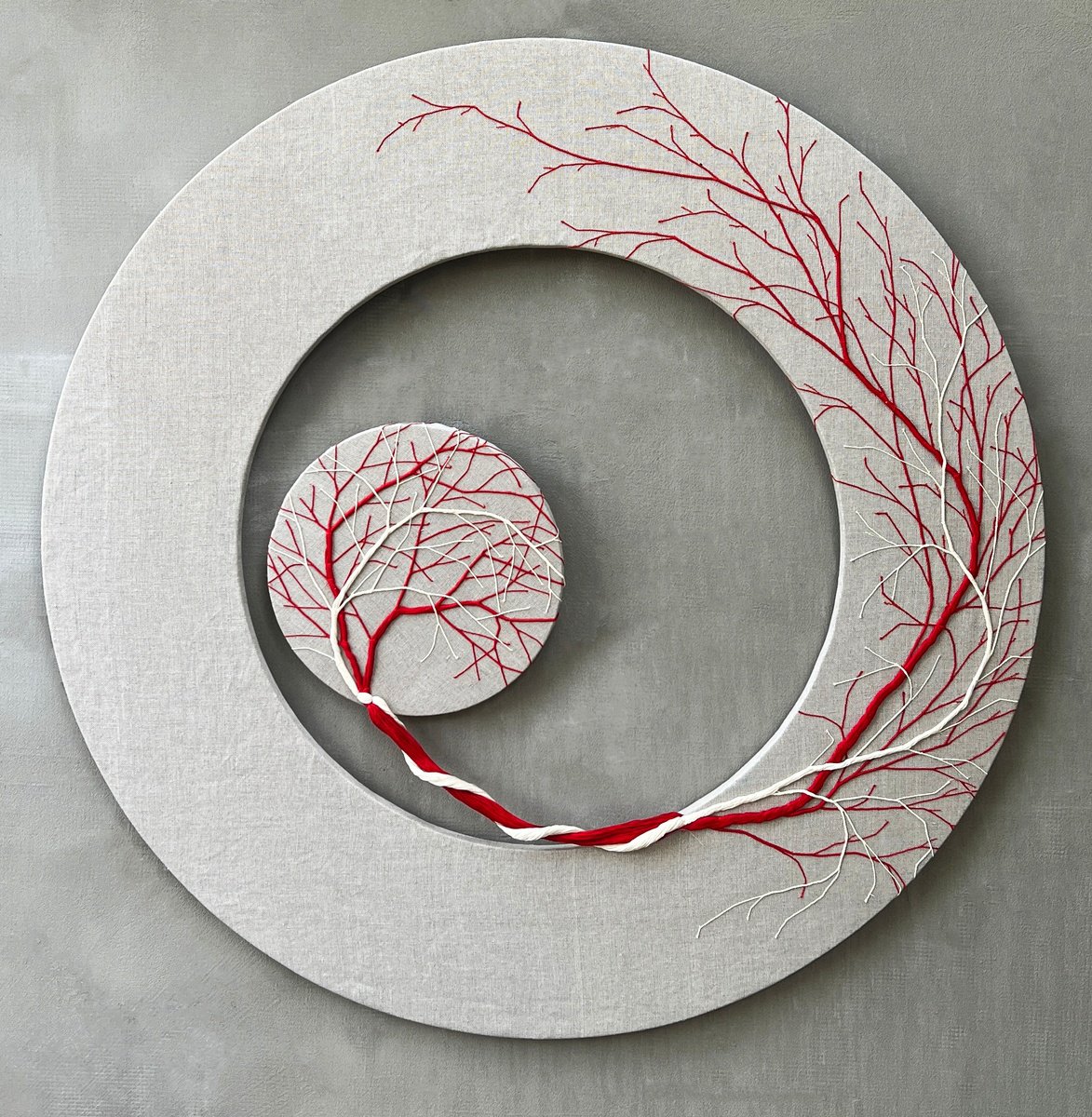 Organic Botanical Sculpture By Olya Tereschuk, 46 X 46", Blood And Milk, Original Artwork