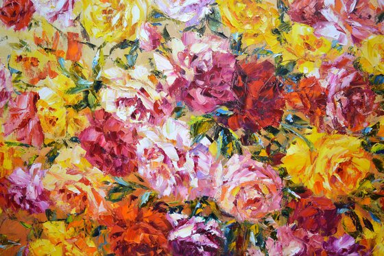 A large bouquet of roses.