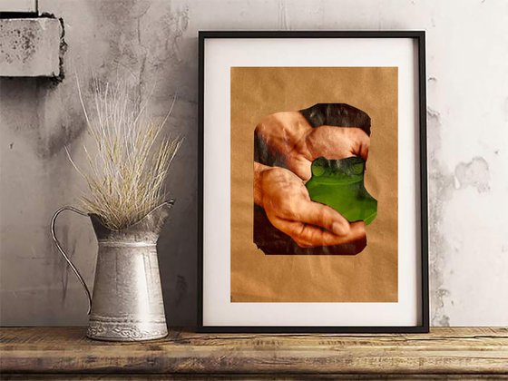 " Held in Our Hands" Original paper collage