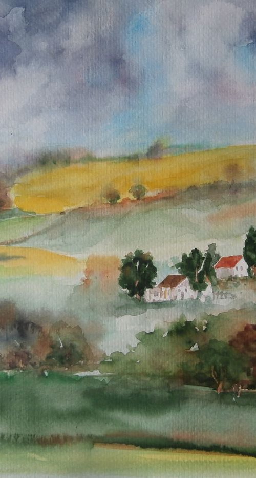 GREEN LANDSCAPE 30.5 x 24 cm by Zoran Mihajlović Muza