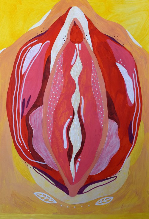 Viva la vulva! Juicy fruit —  PAINTING ORIGINAL GIFT HOME DECOR NAIVE ART OFFICE INTERIOR by Elena Romanovskaya