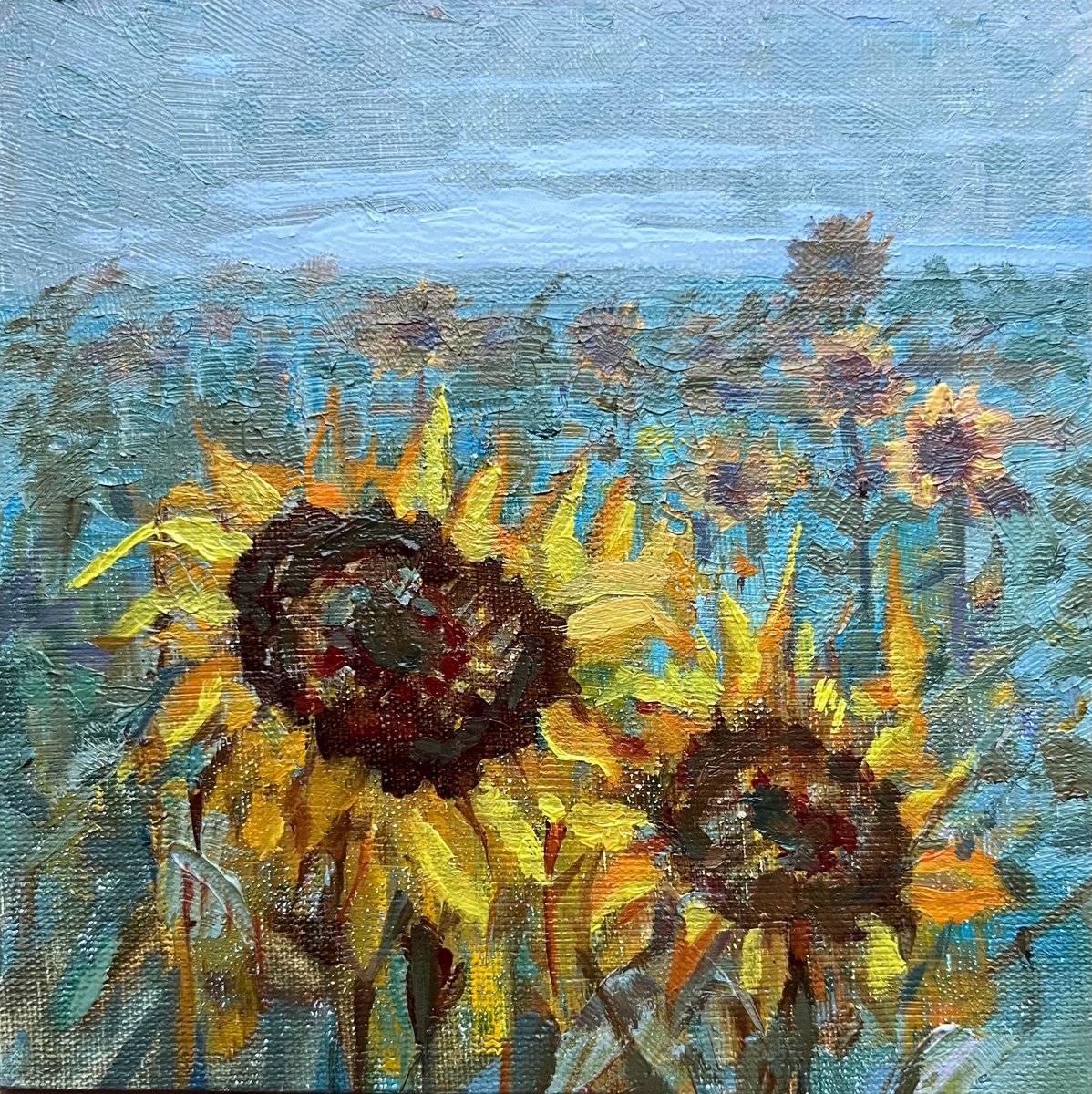Ukrainian artwork Sunflower on the field by Roman Sergienko
